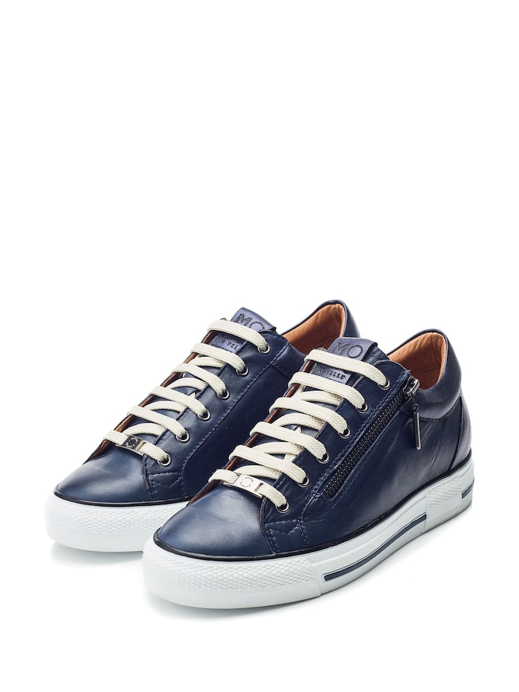 Moda in Pelle BRAMLEIGH HIDDEN WEDGE LEATHER TRAINER WITH SIDE ZIP DETAIL - Image 1 of 4