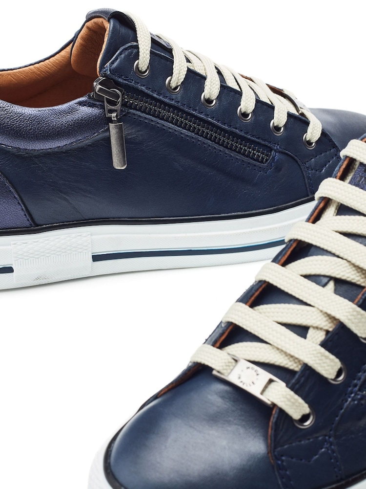 Moda in Pelle BRAMLEIGH HIDDEN WEDGE LEATHER TRAINER WITH SIDE ZIP DETAIL - Image 4 of 4