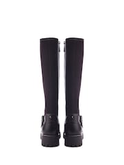 Moda in Pelle Remy Angular Buckle Strap Leather Long Brown Boots - Image 2 of 4