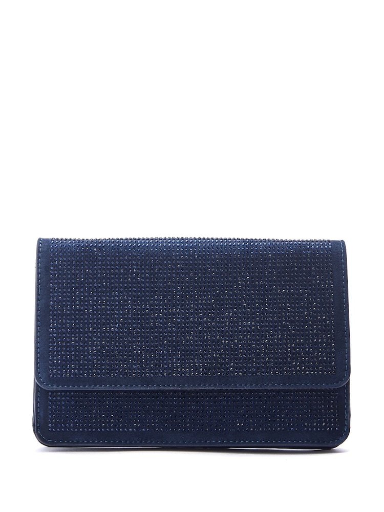 Blau - Moda In Pelle Christiie Glitzernde Clutch mit Kette - Bild 1 von 4