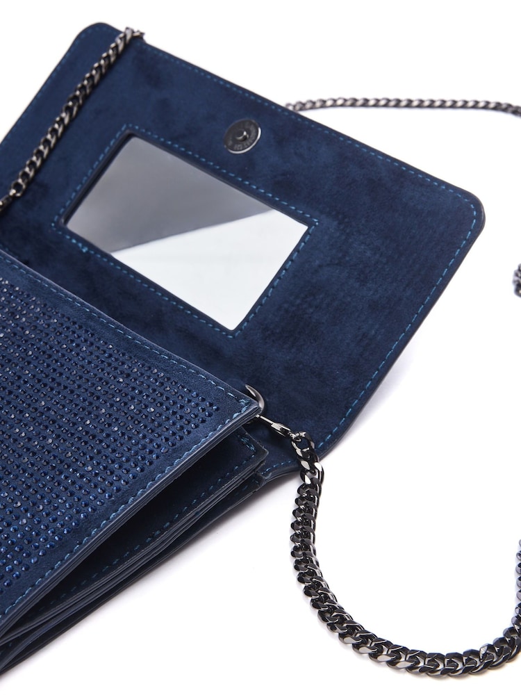Blau - Moda In Pelle Christiie Glitzernde Clutch mit Kette - Bild 4 von 4
