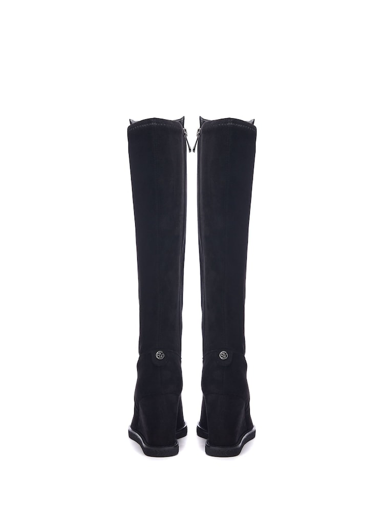 Moda in Pelle Sherri Knee High Wedge Black Boots - Image 3 of 4