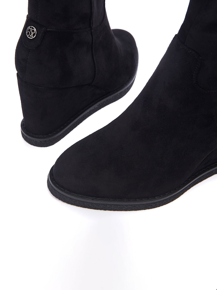 Moda in Pelle Sherri Knee High Wedge Black Boots - Image 4 of 4