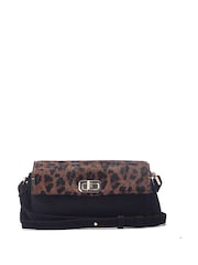 Moda In Pelle Animal Leopard Print Britney Fold Over Bag - Image 1 of 4
