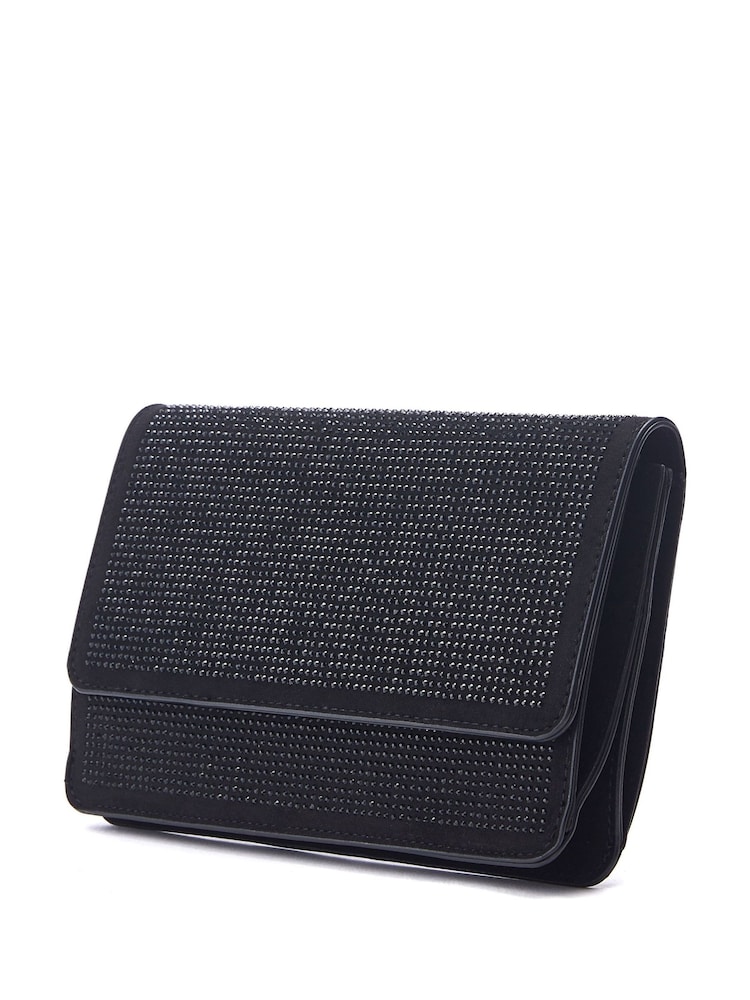 Schwarz - Moda In Pelle Christiie Glitzernde Clutch mit Kette - Bild 2 von 4
