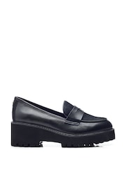 Moda in Pelle Florense Chunky Sole Wedge Black Loafers - Image 2 of 4