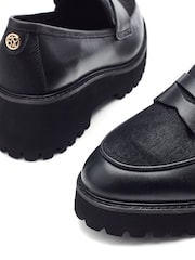Moda in Pelle Florense Chunky Sole Wedge Black Loafers - Image 4 of 4