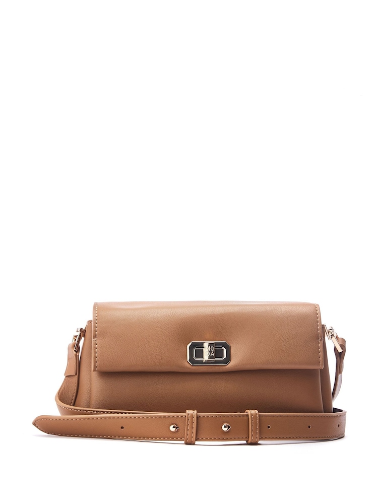 Moda In Pelle Britney Leopard Print Fold Over Brown Bag - Image 1 of 4