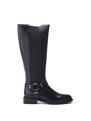 Moda in Pelle Sevrin Western Buckle Detail Long Leather Chelsea Black Boots - Image 1 of 4