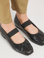 JD Williams Ruched Front Elastic Mary Jane Barre balerinke In Extra širok kroj - Slika 3 iz 4