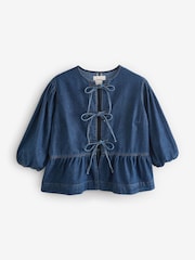 Blusa vaquera con sobrefalda y lazada frontal de Simply Be - Imagen 5 de 5