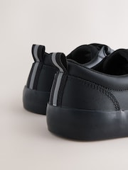 Black Wide Fit (G) Leather 3 Strap Touch Fastening School Shoes - Image 3 of 5
