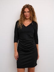 Kaffe Kaindia Cocktail 3/4 Sleeve V-Neck Dress - Image 1 of 5