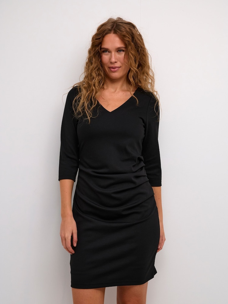 Kaffe Kaindia Cocktail 3/4 Sleeve V-Neck Dress - Image 1 of 5