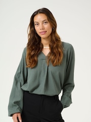 Kaffe KAelsa V-Neck Long Sleeve Blouse - Image 1 of 5