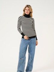 Kaffe KAlizza Rollneck Striped Black Pullover Jumper - Image 3 of 6