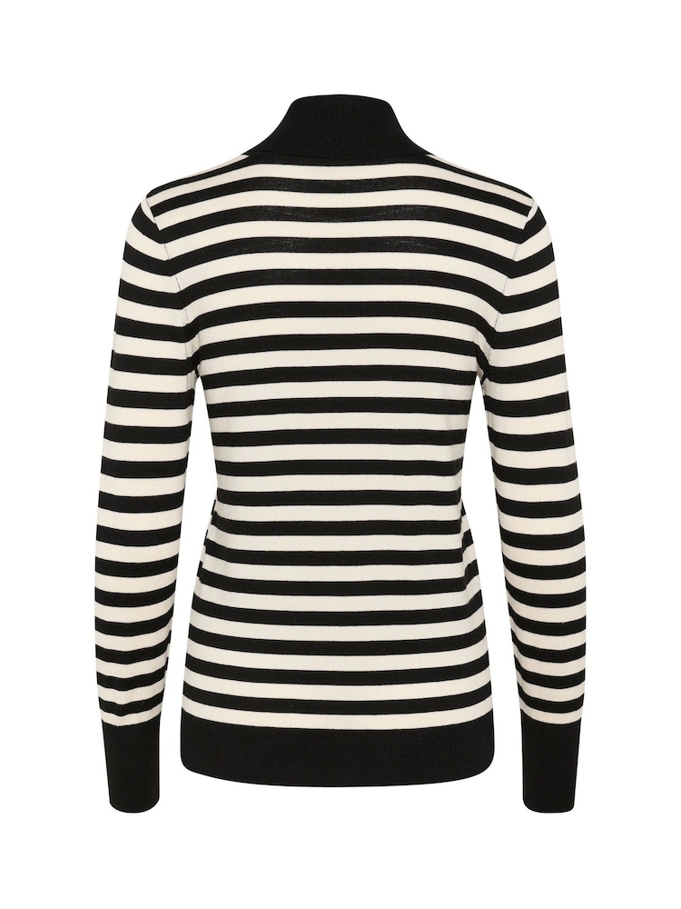 Kaffe KAlizza Rollneck Striped Black Pullover Jumper - Image 6 of 6