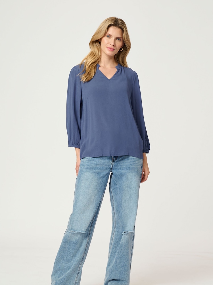 Kaffe KAkamilla 3/4 Sleeves Notch Neck Blouse - Image 2 of 5