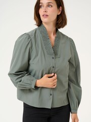 Kaffe KAmaia V-Neck Pleats Long Sleeve Shirt - Image 3 of 5