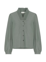 Kaffe KAmaia V-Neck Pleats Long Sleeve Shirt - Image 4 of 5