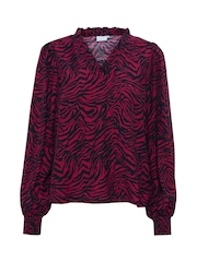 Kaffe KAjodie V-Neck Long Sleeve Black Blouse - Image 4 of 5