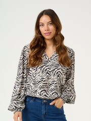 Kaffe KAjodie V-Neck Long Sleeve Black Blouse - Image 1 of 5