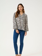 Kaffe KAjodie V-Neck Long Sleeve Black Blouse - Image 2 of 5