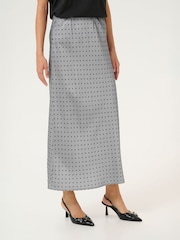Kaffe Lotte Satin Elastic Waist Maxi Skirt - Image 1 of 6