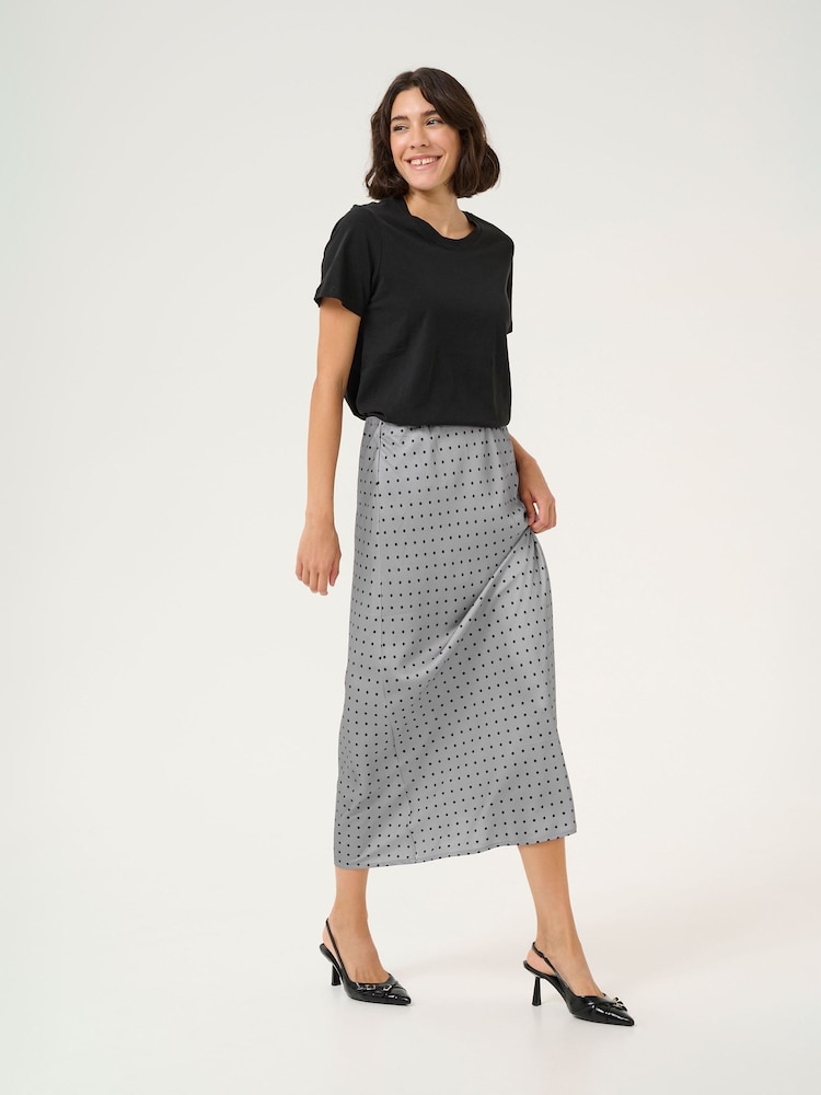 Kaffe Lotte Satin Elastic Waist Maxi Skirt - Image 2 of 6