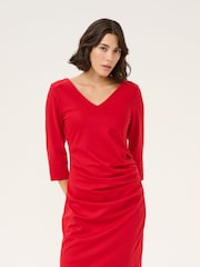 Kaffe Kaindia Cocktail 3/4 Sleeve V-Neck Dress - Image 1 of 5