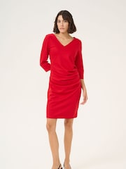 Kaffe Kaindia Cocktail 3/4 Sleeve V-Neck Dress - Image 2 of 5