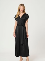 Cream CRNoretta V-Neck Short Sleeve Maxi Black Dress - Image 1 of 6