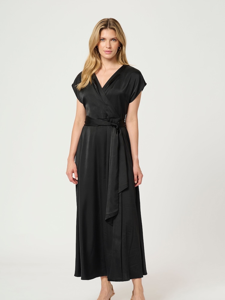 Cream CRNoretta V-Neck Short Sleeve Maxi Black Dress - Image 1 of 6