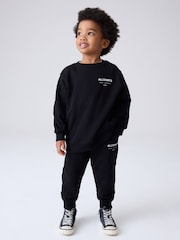 smALLSAINTS Black Underground Oversized Younger Boys Sweatshirt and Joggers Set - Image 1 of 13