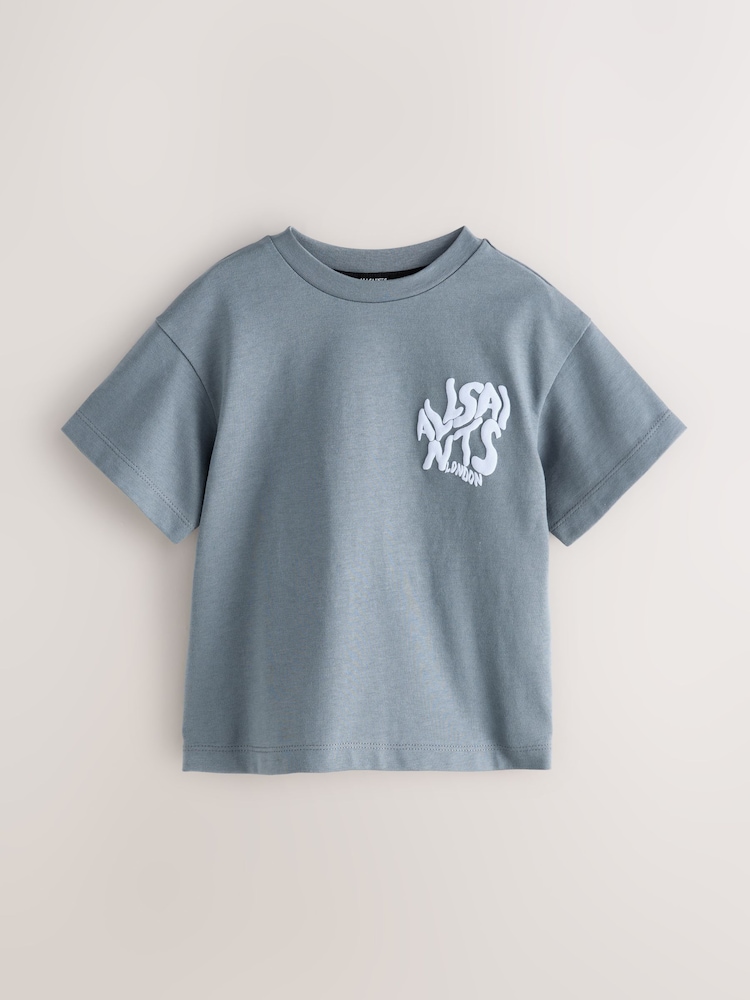 smALLSAINTS Slate Grey Younger Boys Orlando Logo Oversized Crew T-Shirt - Image 1 of 5