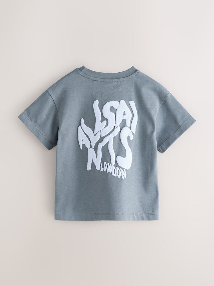 smALLSAINTS Slate Grey Younger Boys Orlando Logo Oversized Crew T-Shirt - Image 2 of 5