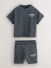 smALLSAINTS Washed Grey Underground T-Shirt and Sweat Short Younger Boys Set - Image 1 of 7