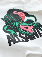smALLSAINTS White/Gator Younger Boys Graphic Oversized Crew T-Shirt - Image 3 of 4