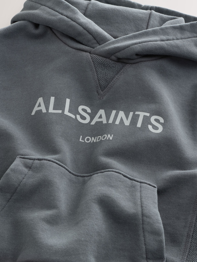 smALLSAINTS Washed Grey Logo Younger Boys Pullover Hoodie - Image 4 of 4