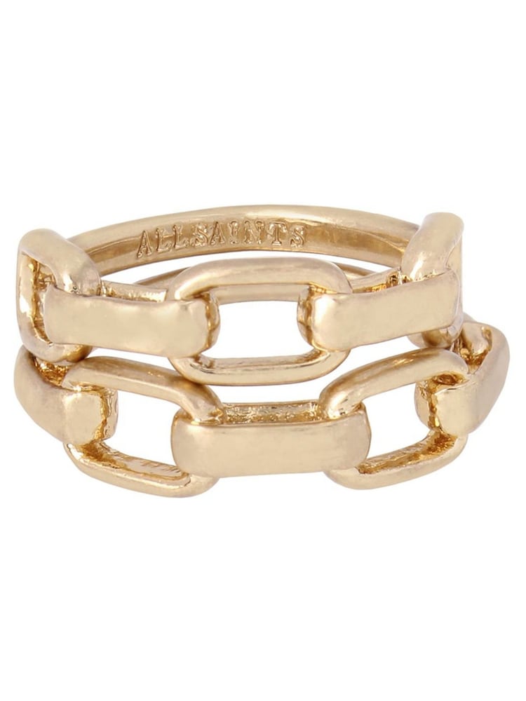 AllSaints Gold Tone Chain Ring Set - Image 1 of 3