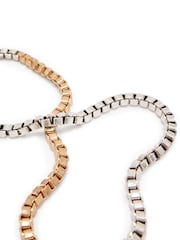 AllSaints Gold Tone Box Chain Collar Necklace - Image 4 of 6