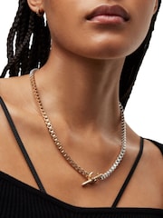 AllSaints Gold Tone Box Chain Collar Necklace - Image 5 of 6