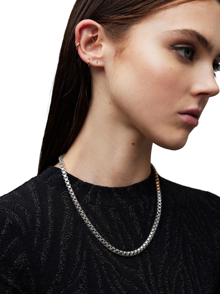 AllSaints Gold Tone Box Chain Collar Necklace - Image 6 of 6