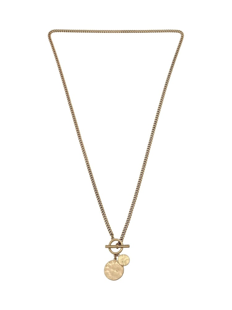 AllSaints Gold Tone Disc Pendant Necklace - Image 1 of 5