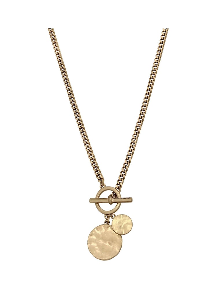 AllSaints Gold Tone Disc Pendant Necklace - Image 2 of 5