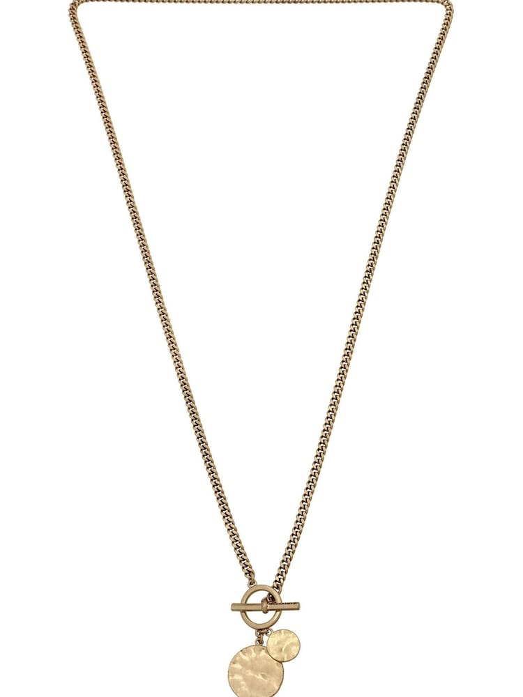 AllSaints Gold Tone Disc Pendant Necklace - Image 5 of 5