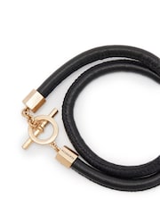 AllSaints Black Leather Wrap Bracelet - Image 4 of 5