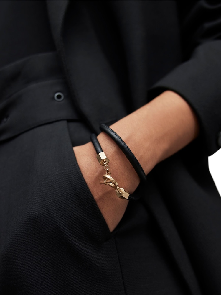 AllSaints Black Leather Wrap Bracelet - Image 5 of 5