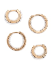 AllSaints Gold Pearl Huggie Set - Image 1 of 6