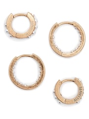 AllSaints Gold Pearl Huggie Set - Image 6 of 6